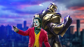Joker And Thanos, joker, superheroes, artwork, artstation, thanos HD wallpaper