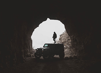 Cars, Silhouette, Suv, Jeep, Human, Person, Tunnel HD wallpaper