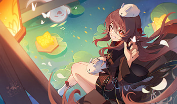 Hu Tao — Genshin Impact : Moonlit Pond & Playful Spirits, Hu Tao, video game, Genshin Impact HD wallpaper