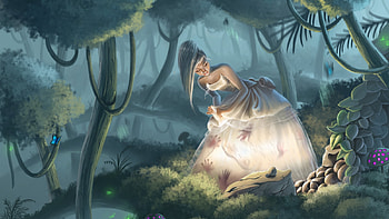 The secret forest, hands, girl, forest, art HD wallpaper