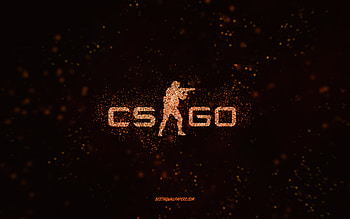 CS GO glitter logo, black background, CS GO logo, Counter-Strike, orange glitter art, CS GO, creative art, CS GO orange glitter logo, Counter-Strike Global Offensive HD wallpaper