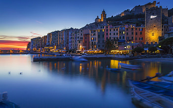 Porto Venere, Italy, amalfi, lights, coast, mediterranean, evening HD wallpaper