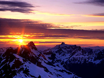 Sunset, snow, sky, nature, , mountains HD wallpaper