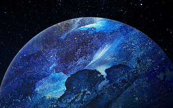 blue planet, 3D art, stars, planets, artwork, sci-fi, galaxy, nebula, NASA, 3D planets HD wallpaper