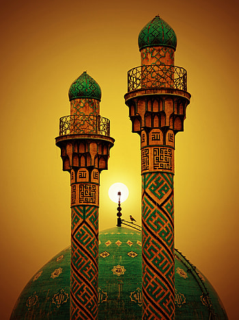 Masjid, art, street light HD phone wallpaper