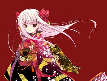 Anime, Background, Girl, Bow, Blonde, Kimono HD wallpaper