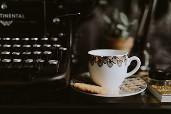 Cookies, Miscellanea, Miscellaneous, Cup, Keys, Typewriter, Saucer HD wallpaper