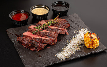 Meat, corn, sauce, food HD wallpaper