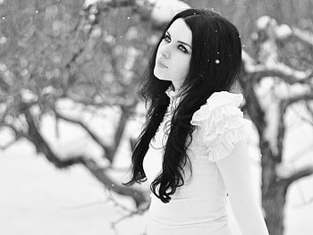 SNOW, graphy, bw, girl, purity, people, woman, beauty HD wallpaper