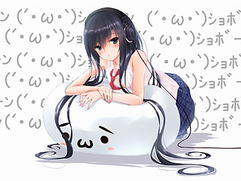 Cute Girl, skirt, cute, white background, black hair, long hair, anime girl, sad, kawaii, blush HD wallpaper