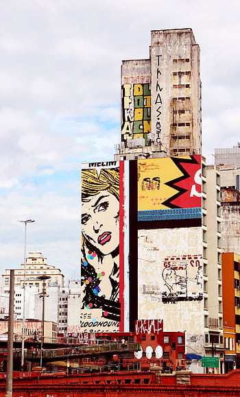 A striking display of pop art graffiti on a building in São Paulo, Brazil. HD phone wallpaper