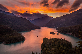 Lake Diablo At Sunset , lake, sunset, nature HD wallpaper