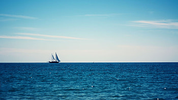 Sailboat minimalism, clouds, sailing ship, water HD wallpaper