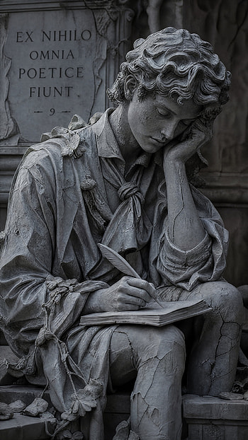 Poetcore Reverie, Stone Sonnet, Quill & Quiet, Statue, Book HD phone wallpaper