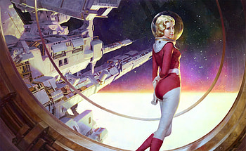 Fantasy girl, sense collective, pink, fantasy, art, luminos, girl, cosmonaut HD wallpaper