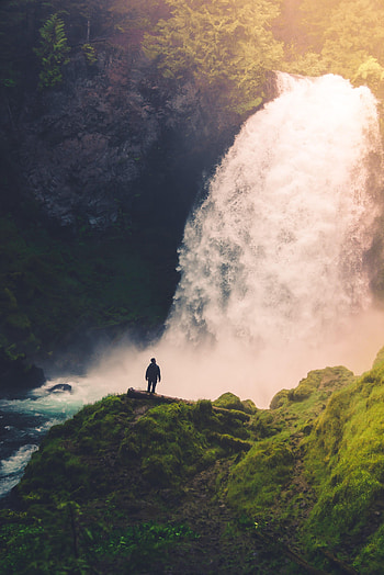 Alone, Rocks, Miscellanea, Miscellaneous, Waterfall, Moss, Loneliness, Lonely HD phone wallpaper