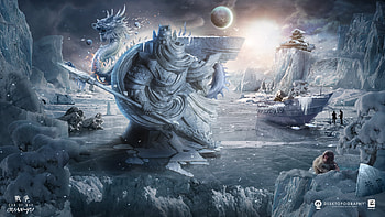God of War, blue, winter, white, ship, moon, fantasy, luna, ography, game, ice HD wallpaper