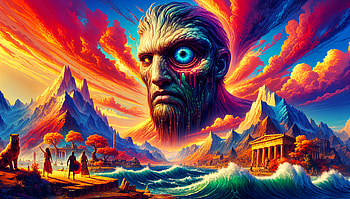 Epic Fantasy Giant: A Stunning Mythology, fantasy, giant, mythology, surrealism, landscape, fantasy landscape HD wallpaper