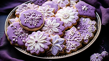 Lavender Flower Iced Cookies, food, Sugar Cookie, cookie, decorative, purple HD wallpaper