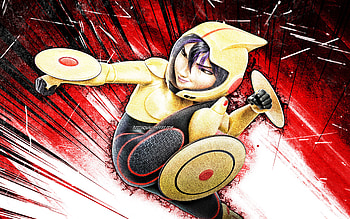 Go Go Tomago, grunge art, Big Hero 6, superheroes, Marvel Comics, GoGo Tomago, red abstract rays, protagonist, Go Go Tomago Big Hero 6 HD wallpaper