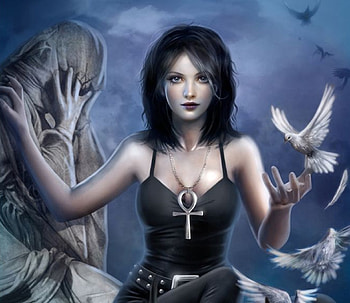 The sound of her wings, blue, white, dove, bird, pasare, girl, cris ortega, angel, hand, fantasy, luminos HD wallpaper