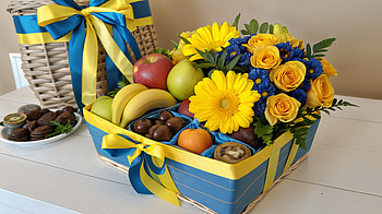 Vibrant Gift Basket - Ultra for Every Occasion, flower, yellow, celebration HD wallpaper