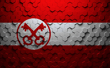 Flag of Leiden, honeycomb art, Leiden hexagons flag, Leiden 3d hexagons art, Leiden flag HD wallpaper