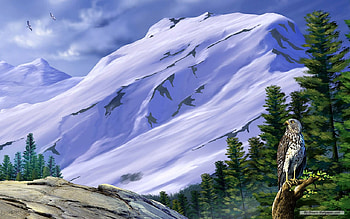 Digital mountain, winter, digital, art, mountain HD wallpaper