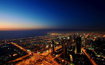 Cities, Roads, Sea, City, Lights, Dubai, District, Uae, U.a.e HD wallpaper