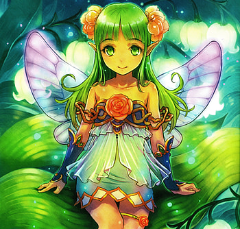 Green Fairy, blue, cute, long hair, dress, beauty, rose, lady, female, sweer, golden, wings, sweet, white, art, smile, girl, gloves, beautiful, woman, purple, fairy, pink, anime, pretty, green, green hair, flowers, lovely, bellflower HD wallpaper