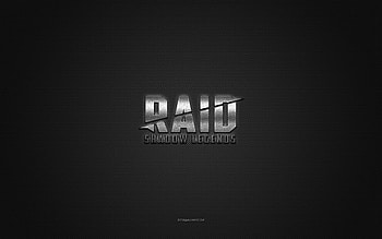 Raid Shadow Legends logo, silver shiny logo, Raid Shadow Legends metal emblem, gray carbon fiber texture, Raid Shadow Legends, brands, creative art, Raid Shadow Legends emblem HD wallpaper