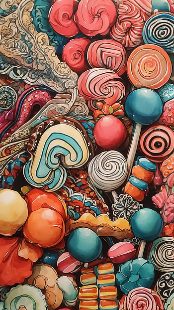 Colorful Candy Delight, candy, sweets, colorful, illustration, dessert HD phone wallpaper