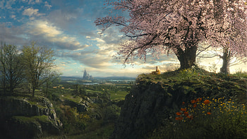 Fantasy World, sky, nature, CG, Fantasy HD wallpaper