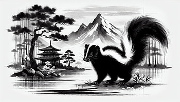 Majestic Skunk Illustration, skunk, landscape, mountain, traditional, Black & White HD wallpaper