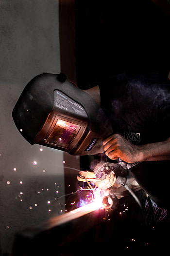 Sparks, Miscellanea, Miscellaneous, Helmet, Human, Person, Welding HD phone wallpaper