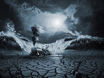 Transport, Water, Fantasy, Sky, Trains HD wallpaper