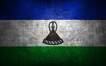 Lesotho metal flag, grunge art, African countries, Day of Lesotho, national symbols, Lesotho flag, metal flags, Flag of Lesotho, Africa, Lesotho HD wallpaper