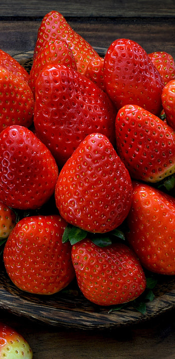 Juicy red strawberries, Sweet and tangy, Fresh fruit salad, Berry picking HD phone wallpaper