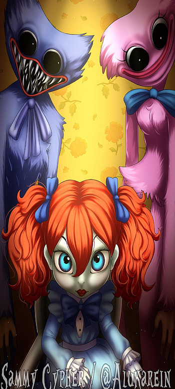 poppy playtime, art, wuggy, amarrilo, huggy, missy, azul, juego, kissy, rosa HD phone wallpaper