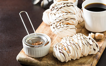 Coffee chocolate cake, Vanilla meringue, Delicious dessert, Tempting indulgence HD wallpaper