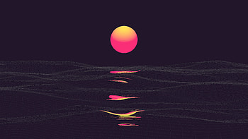 Retrowave Sunrise Reflection Clear Sky , retrowave, sunrise, reflection, abstract HD wallpaper