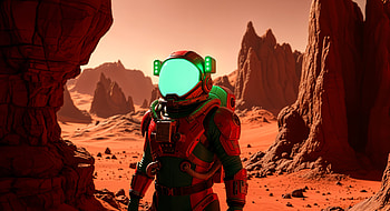 Astronaut Exploring a Martian Landscape, astronaut, Mars, space suit, landscape HD wallpaper