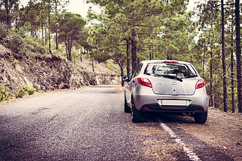Cars, Back View, Rear View, Silver, Silvery, Mazda 2 HD wallpaper