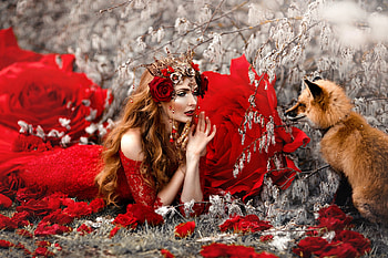 ღ, Flowers, Fox, Style, Dress HD wallpaper