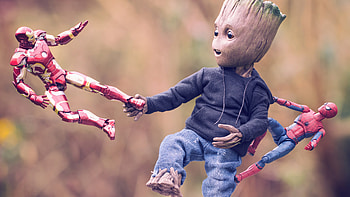 Baby Groot Iron Man And Spiderman HD wallpaper