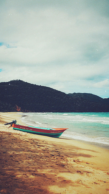 Nature, Mountains, Sea, Beach, Coast, Boat HD phone wallpaper