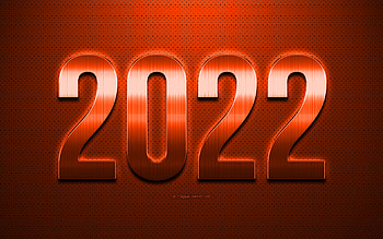 2022 New Year, Orange 2022 background, Happy New Year 2022, Orange leather texture, 2022 concepts, 2022 background, New 2022 Year HD wallpaper