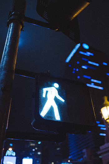 Miscellanea, Miscellaneous, Neon, Sign, Pedestrian Crossing, Crosswalk HD phone wallpaper