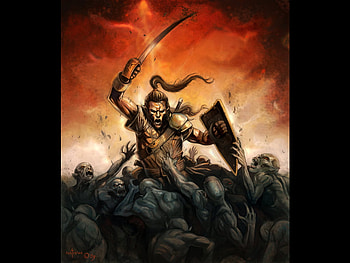 Battle, fight, sword, fantasy HD wallpaper