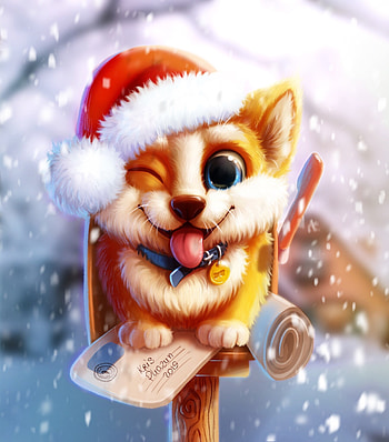 Art, Snow, Dog, Nice, Sweetheart, Mailbox HD phone wallpaper